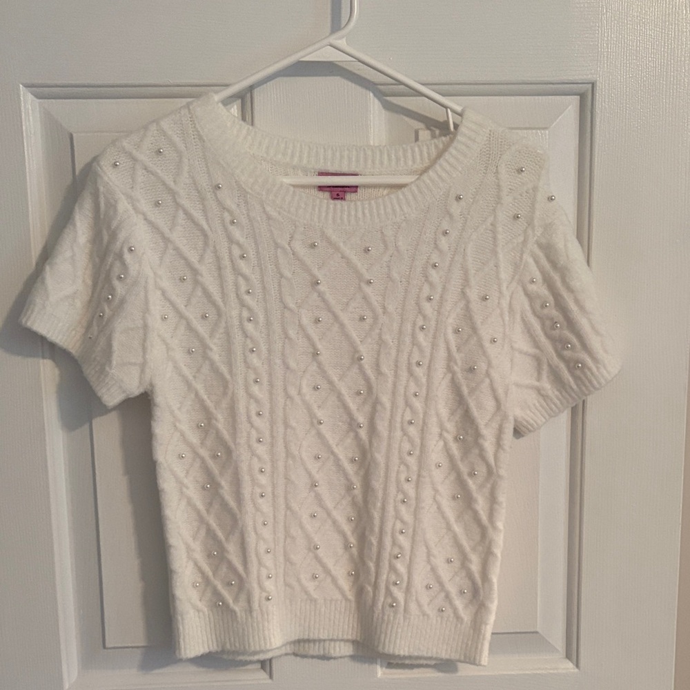 Miami White Short Sleeve Sweater